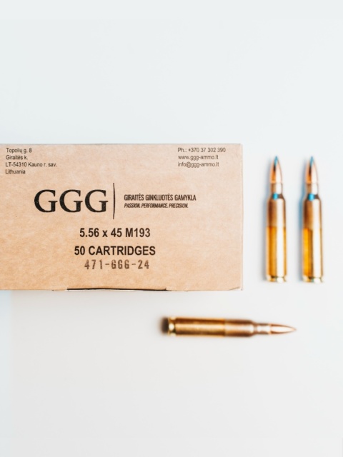 5,56X45 NABÓJ KULOWY FMJ GGG M193 (55GRN) 3,56G